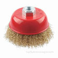 Crimped wire cup brush with nut